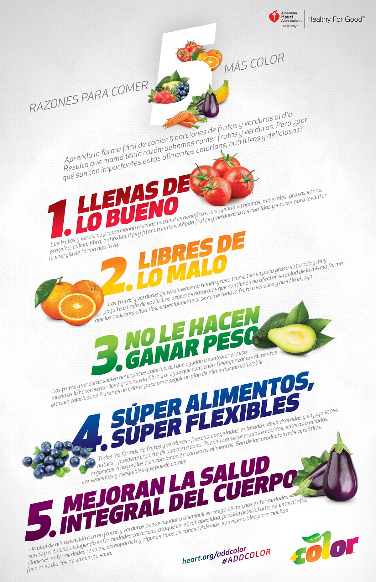 5 reasons to add color infographic in Spanish