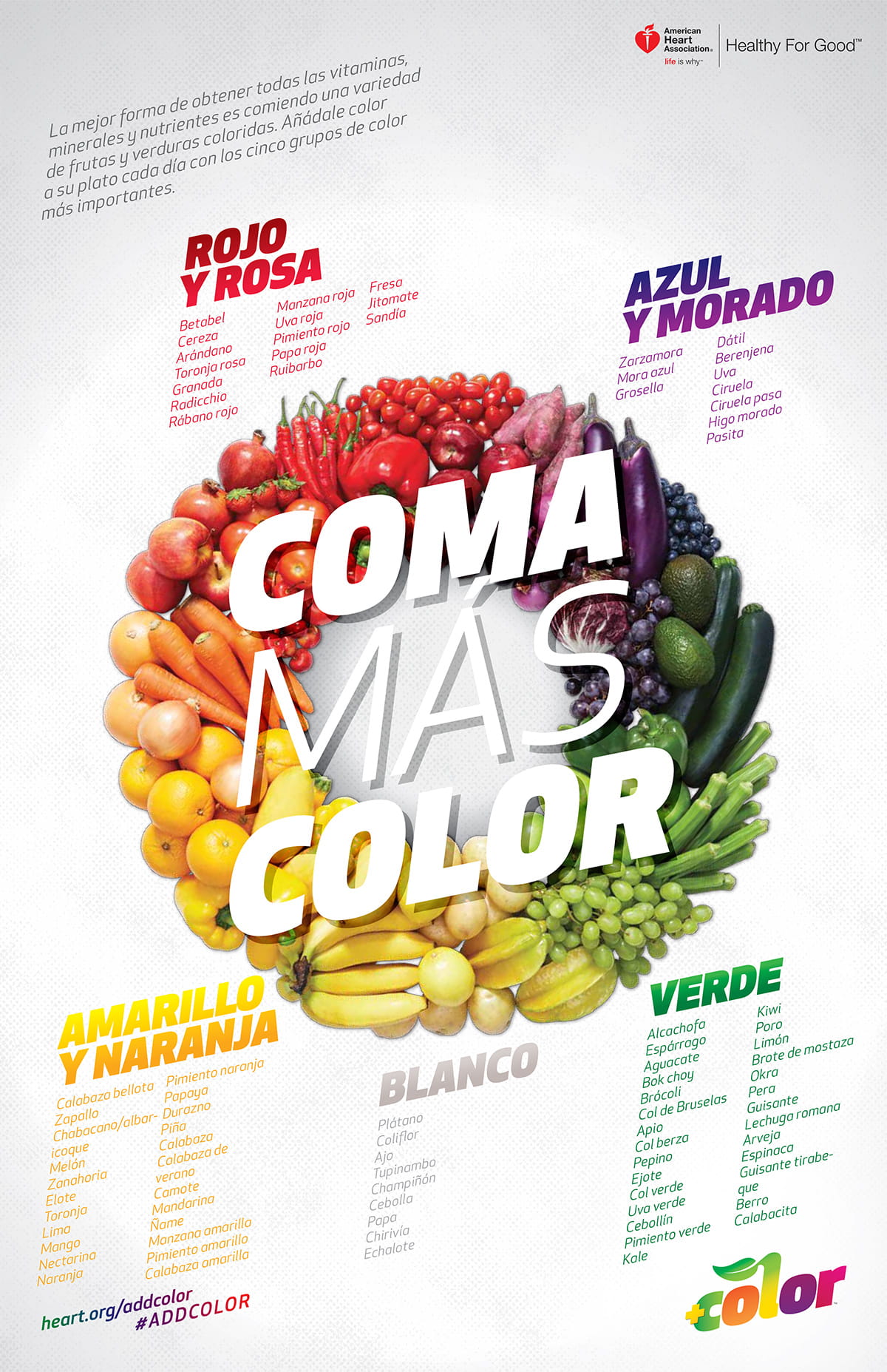 Eat more color infographic in Spanish