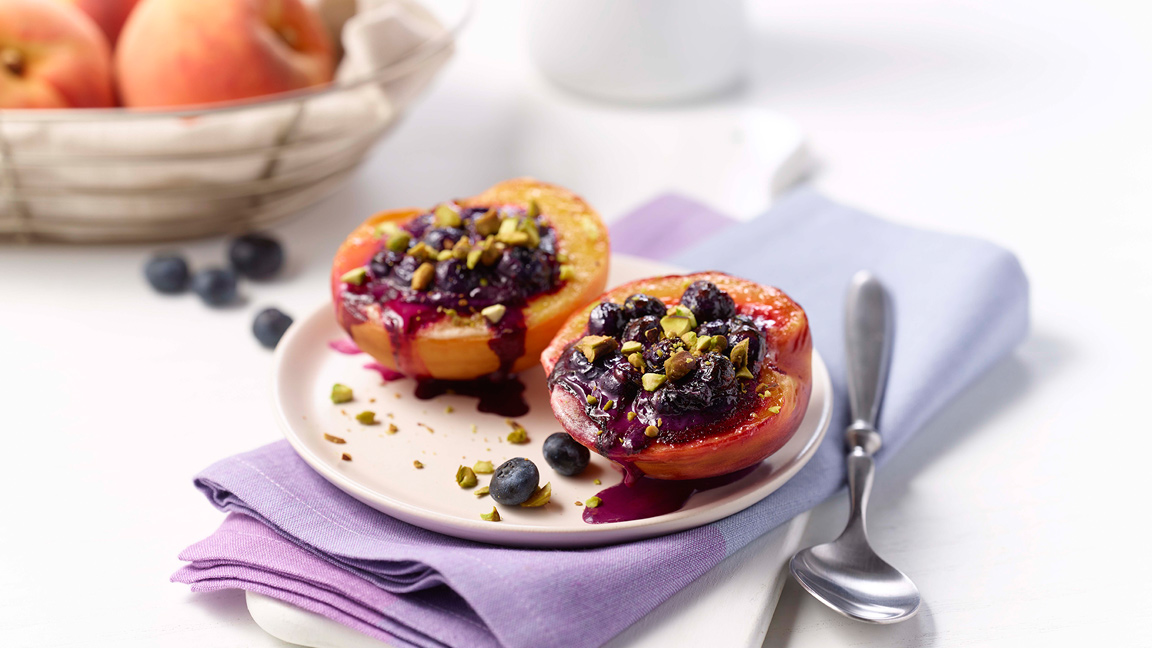 Broiled Peaches with Blueberry Compote - Coastal Bend Food Bank