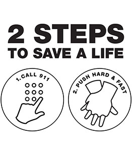 2 Steps,to save a life,1. Call 911,2. Push hard,fast