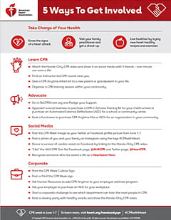2022 Hands-Only CPR 5 Ways To Get Involved Flyer