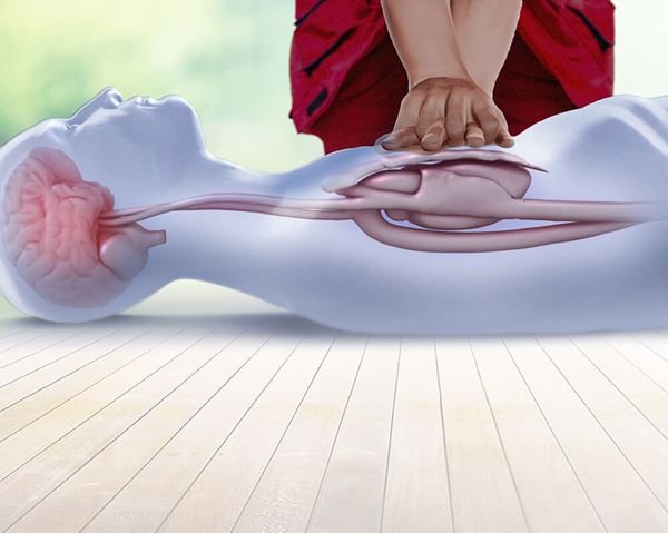 illustration showing hand placement on chest image