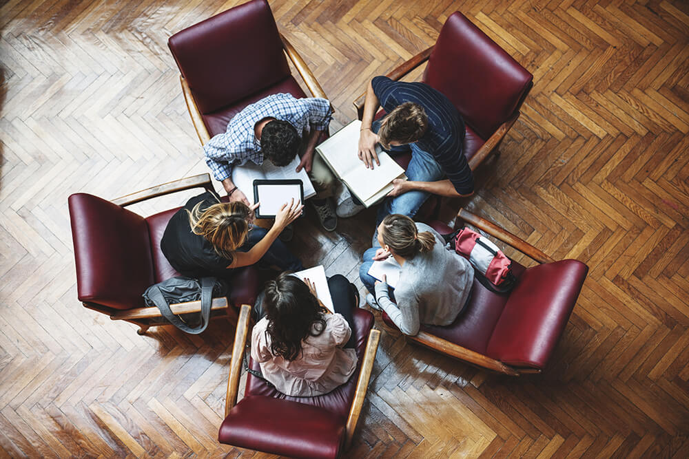 group of people collaborating in a meeting room