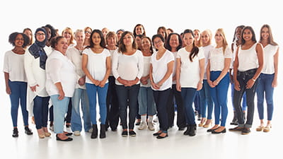 large group of women posing together
