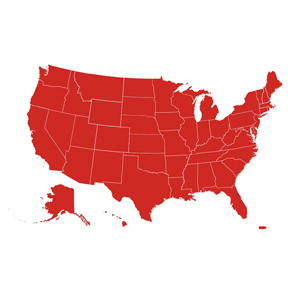 US map in red