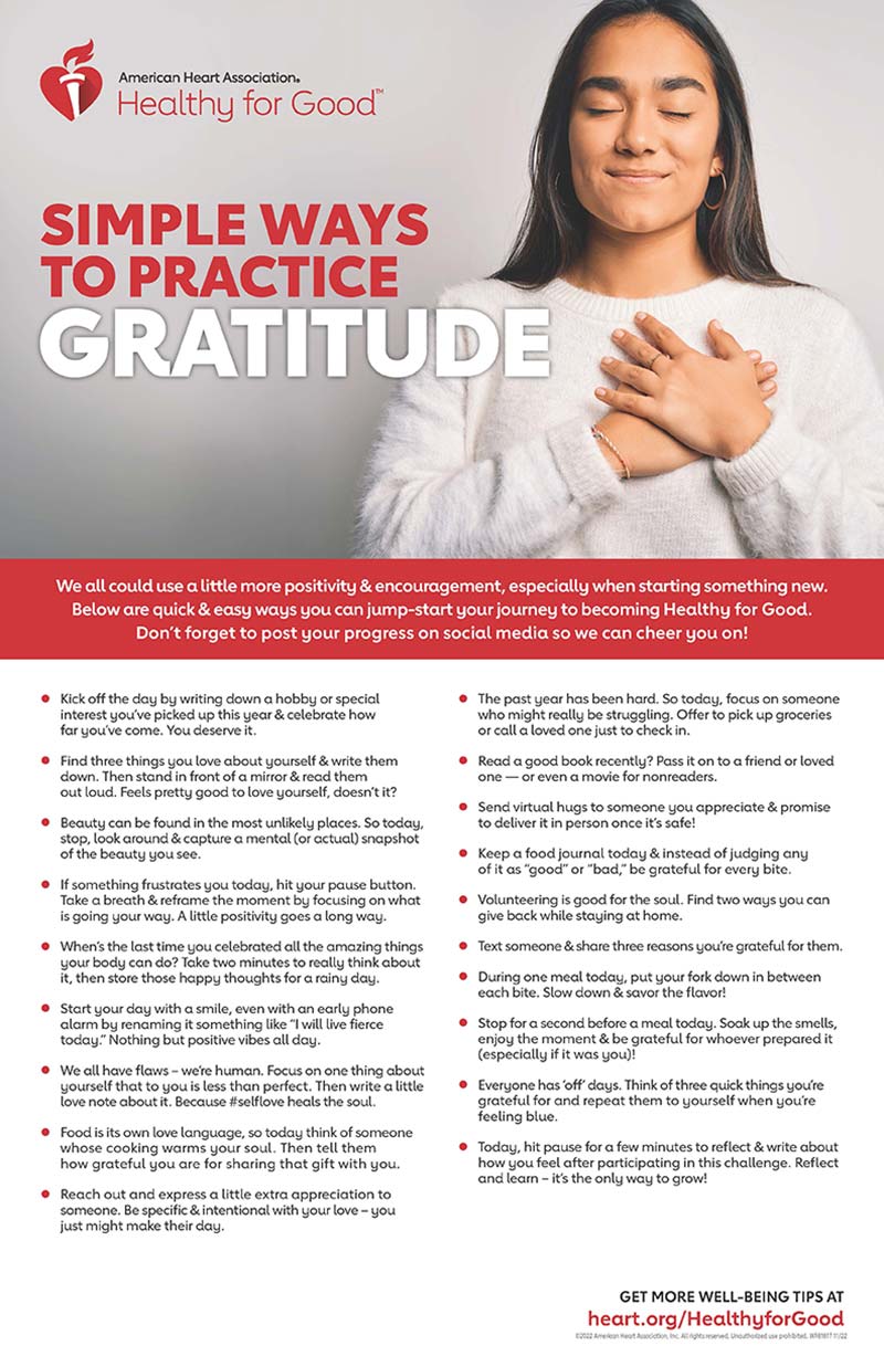Simple Ways to Practice Gratitude  American Heart Association CPR & First  Aid