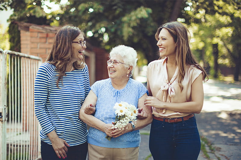 family of women on a walk