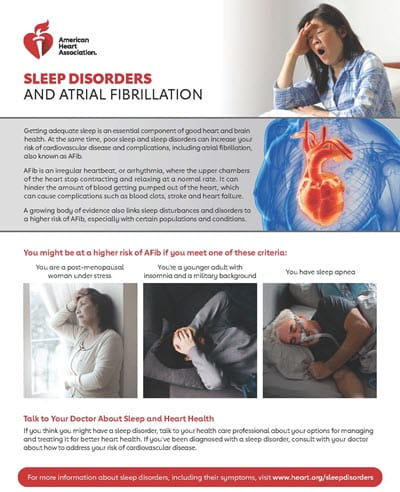 Sleep Disorders and Atrial Fibrillation information sheet