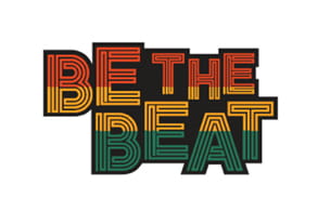 American Heart Association's Be The Beat logo: The words "Be The Beat" in a red, yellow, green and black colorway