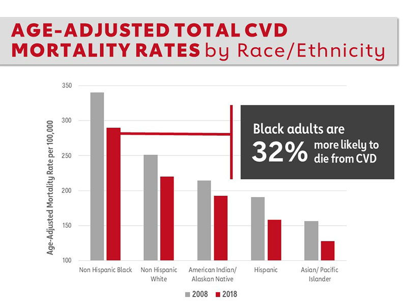 AgeAdjusted total CVD mortality rates by Race/Ethnicity American