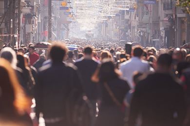 crowd walking on street