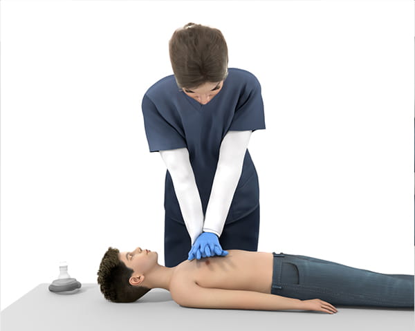 Figure 13 – 2-Hand technique for chest compressions in children