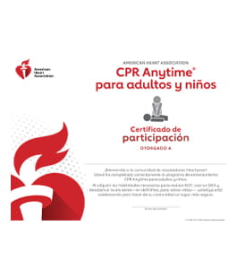 CPR Anytime para adultos y nios Certificado de participacin image 290