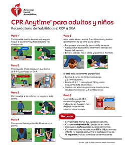 Recordatorio de las habilidades de RCP en adultos y niños, español image Recordatorio de las habilidades de RCP en adultos y niños, español image