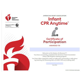 CPR Anytime Infant Certificate of Participation English 270 image
